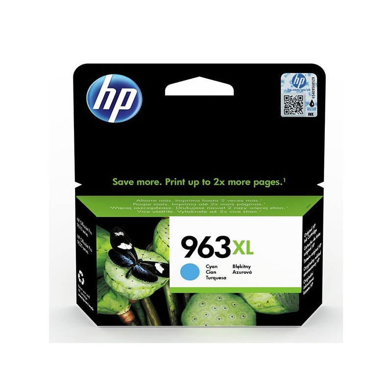 HP oryginalny ink / tusz 3JA27AE, HP 963XL, cyan, 1600s, 22.92ml, high capacity, HP Officejet Pro 9012, 9014, 9015, 9016, 9019/P