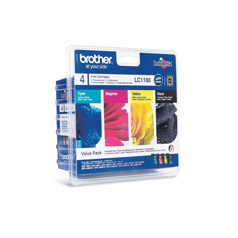 Brother oryginalny ink / tusz LC-1100VALBP, CMYK, 450/3x325s, Brother DCP-385C, 585CW, MFC-490CW, wygodne opakowanie - 1