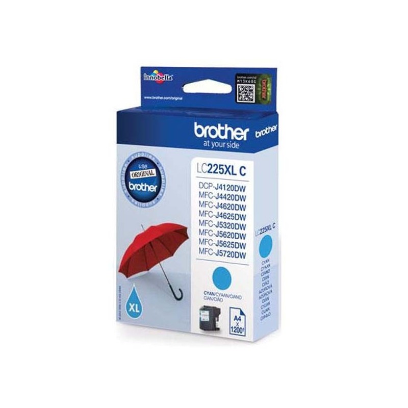Brother oryginalny ink / tusz LC-225XLC, cyan, 1200s, Brother MFC-J4420DW, MFC-J4620DW - 1