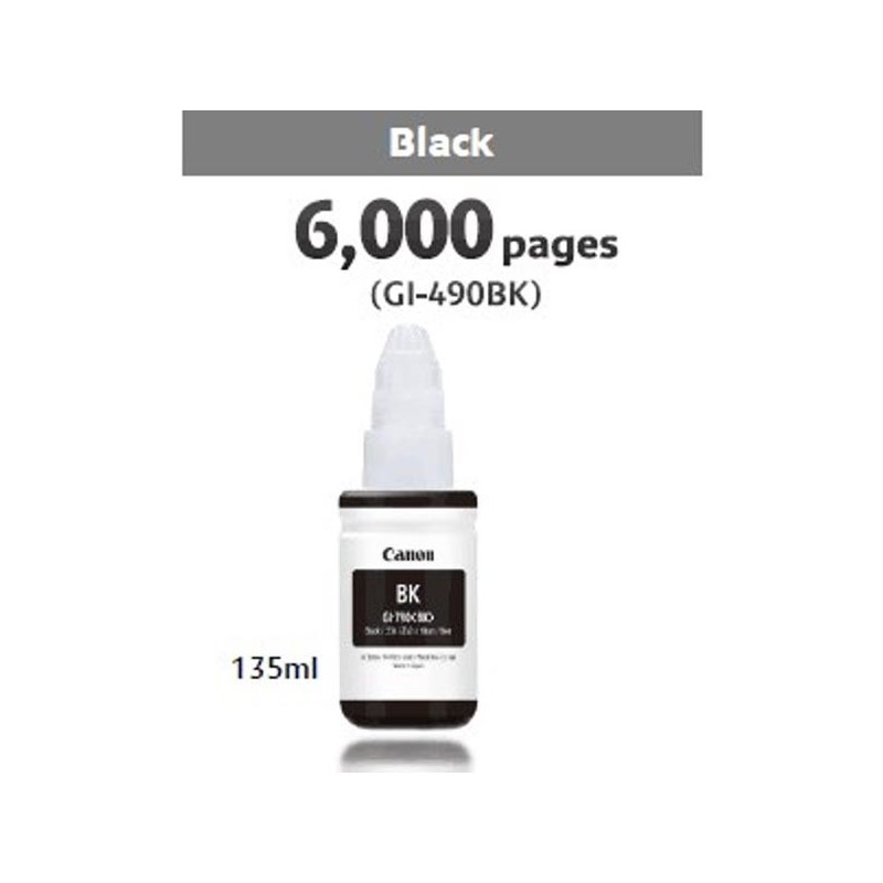 Canon oryginalny ink / tusz GI-490 Bk, black, 6000s, 135ml, 0663C001, Canon PIXMA G1400, G2400, G3400 - 1