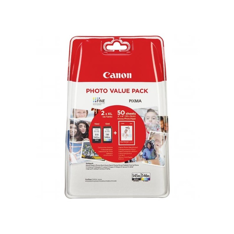 Canon oryginalny ink / tusz PG-545 XL/CL-546 XL + 50x GP-501, black/color, 8286B006, Canon Pixma MG2450, 2555, MX495, Promo pack