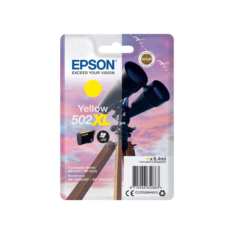 Epson oryginalny ink / tusz C13T02W44010, 502XL, T02W440, yellow, 470s, 6.4ml, Epson XP-5100, XP-5105, WF-2880dwf, WF2865dwf - 1