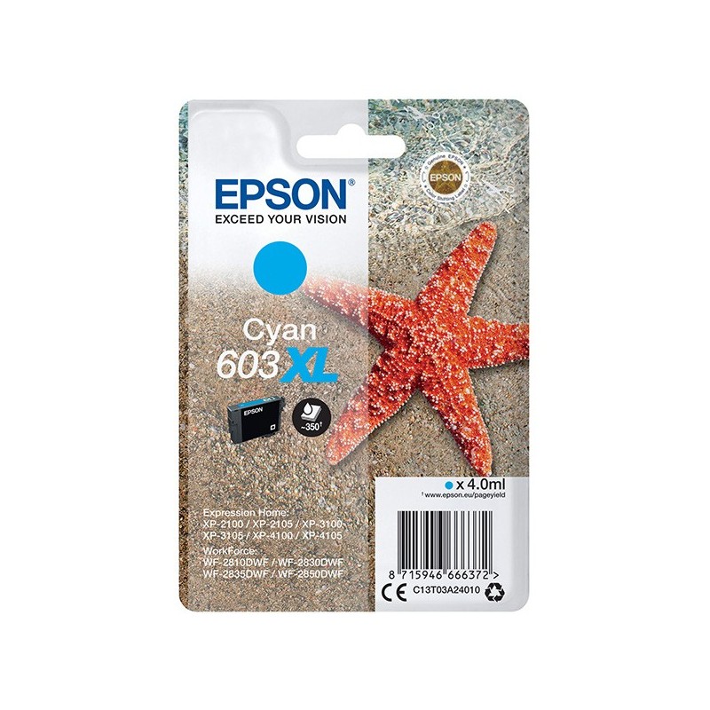 Epson oryginalny ink / tusz C13T03A24010, 603XL, cyan, 4.0ml, Epson Expression Home XP-2100, 2105, 3100, 3105 WF-2310 - 1