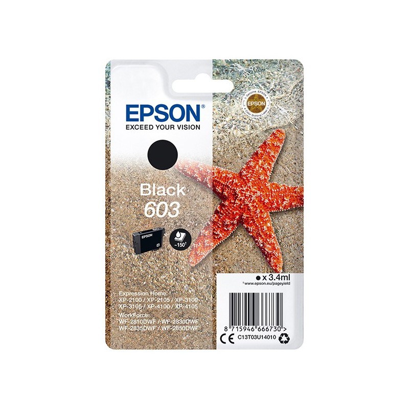 Epson oryginalny ink / tusz C13T03U14010, 603, black, 3.4ml, Epson Expression Home XP-2100, 2105, 3100, 3105 WF-2310 - 1