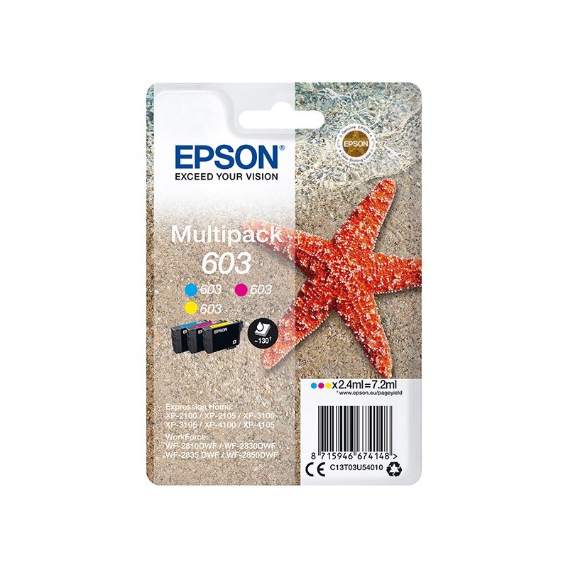 Epson oryginalny ink / tusz C13T03U54010, 603, color, 3x2.4ml, Epson Expression Home XP-2100, 2105, 3100, 3105 WF-2310 - 1