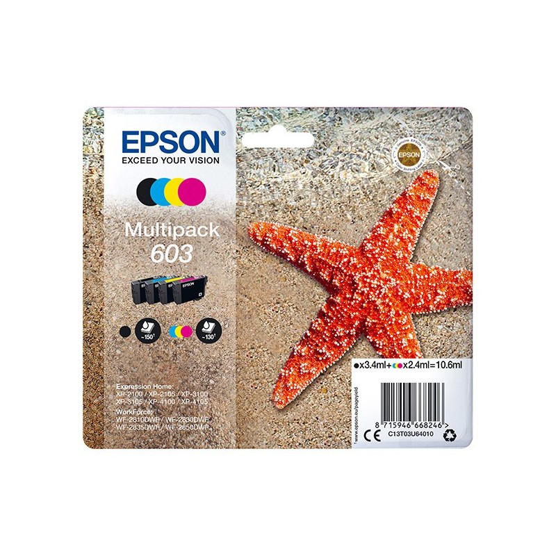 Epson oryginalny ink / tusz C13T03U64010, 603, CMYK, 1x3.4ml + 3x2.4ml, Epson Expression Home XP-2100, 2105, 3100, 3105 WF-2310 