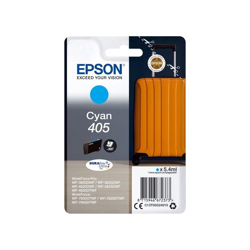 Epson oryginalny ink / tusz C13T05G24010, 405, cyan, 1x5.4ml, Epson WF-7835DTWF, WF-7830DTWF, WF-7840DTWF, WF-4830DTWF - 1