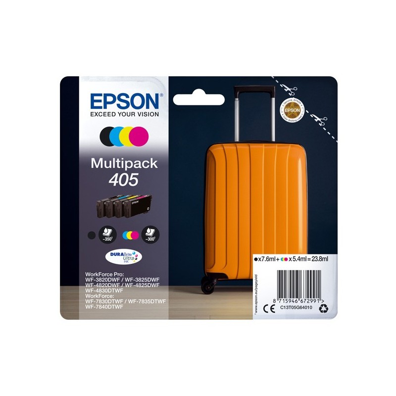 Epson oryginalny ink / tusz C13T05G64010, 405, CMYK, 1x7.6ml + 3x5.4ml, Epson WF-7835DTWF, WF-7830DTWF, WF-7840DTWF, WF-4830DTWF