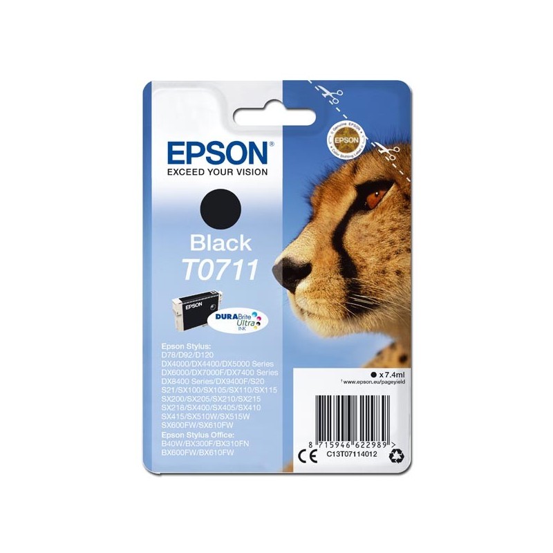Epson oryginalny ink / tusz C13T07114012, black, 7,4ml, Epson D78, DX4000, DX4050, DX5000, DX5050, DX6000, DX605 - 1