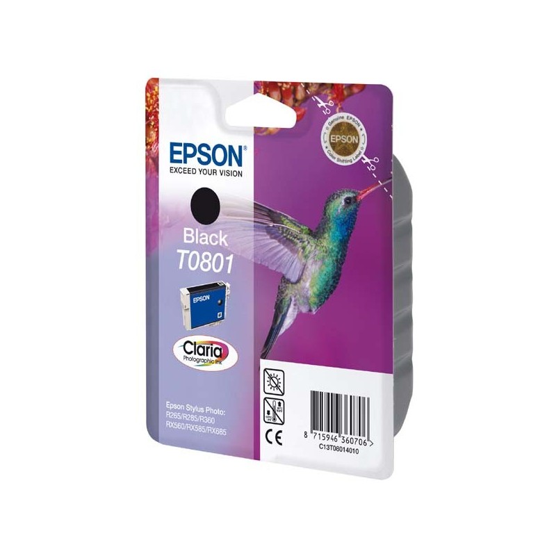 Epson oryginalny ink / tusz C13T08014011, black, 7,4ml, Epson Stylus Photo PX700W, 800FW, R265, 285, 360, RX560 - 1