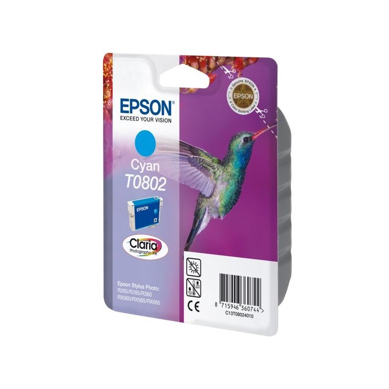 Epson oryginalny ink / tusz C13T08024011, cyan, 7,4ml, Epson Stylus Photo PX700W, 800FW, R265, 285, 360, RX560 - 1