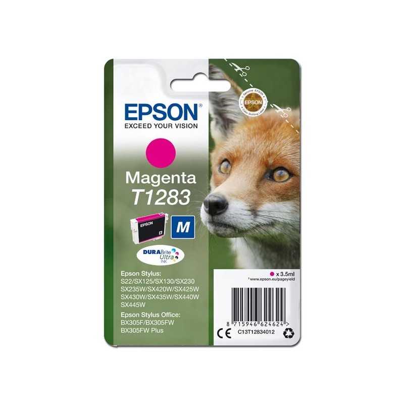 Epson oryginalny ink / tusz C13T12834012, T1283, magenta, 3,5ml, Epson Stylus S22, SX125, 420W, 425W, Stylus Office BX305 - 1