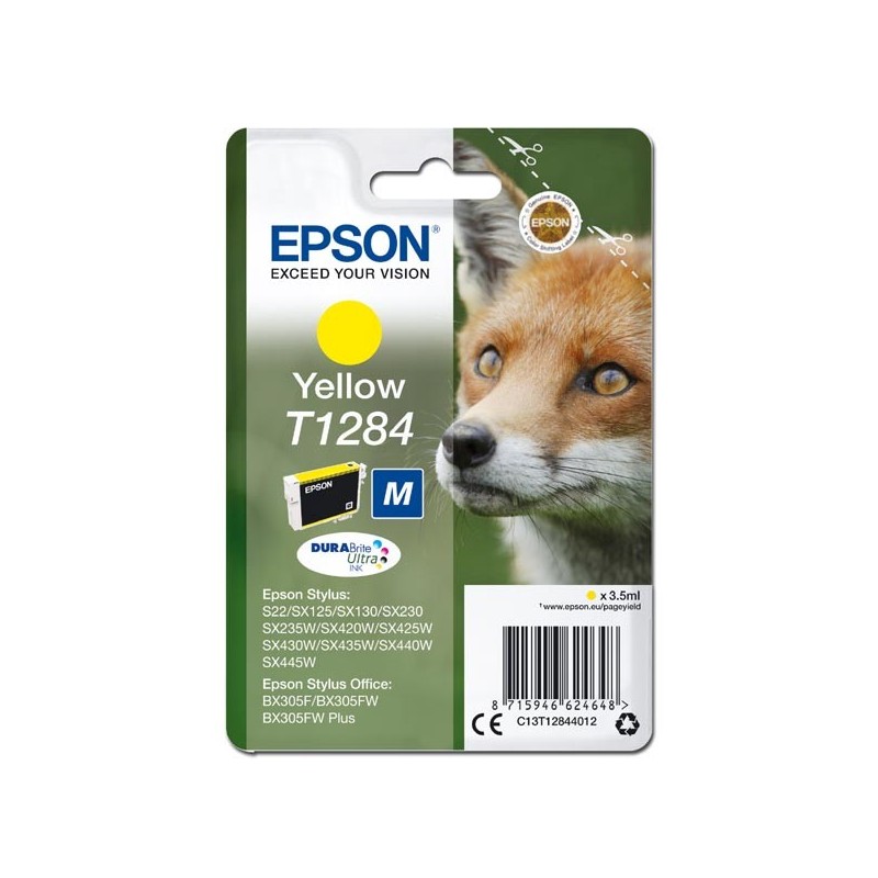 Epson oryginalny ink / tusz C13T12844012, T1284, yellow, 3,5ml, Epson Stylus S22, SX125, 420W, 425W, Stylus Office BX305 - 1