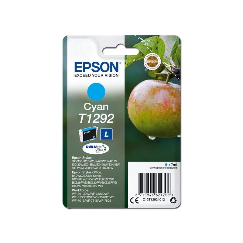Epson oryginalny ink / tusz C13T12924012, T1292, cyan, 485s, 7ml, Epson Stylus SX420W, 425W, Stylus Office BX305F, 320FW - 1