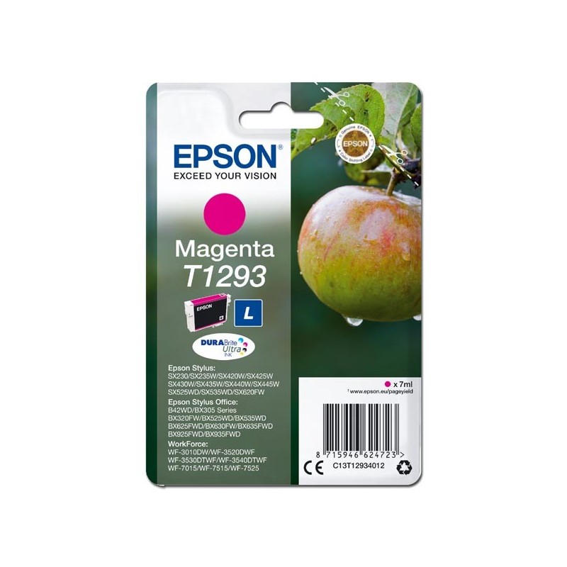 Epson oryginalny ink / tusz C13T12934012, T1293, magenta, 485s, 7ml, Epson Stylus SX420W, 425W, Stylus Office BX305F, 320FW - 1