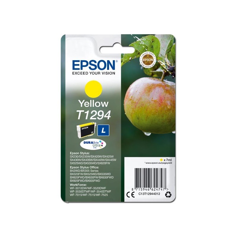 Epson oryginalny ink / tusz C13T12944012, T1294, yellow, 485s, 7ml, Epson Stylus SX420W, 425W, Stylus Office BX305F, 320FW - 1