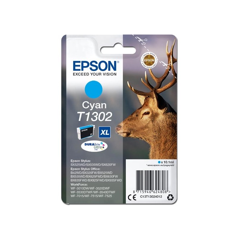 Epson oryginalny ink / tusz C13T13024012, T1302, cyan, 765s, 10,1ml, Epson Stylus Office BX320FW - 1