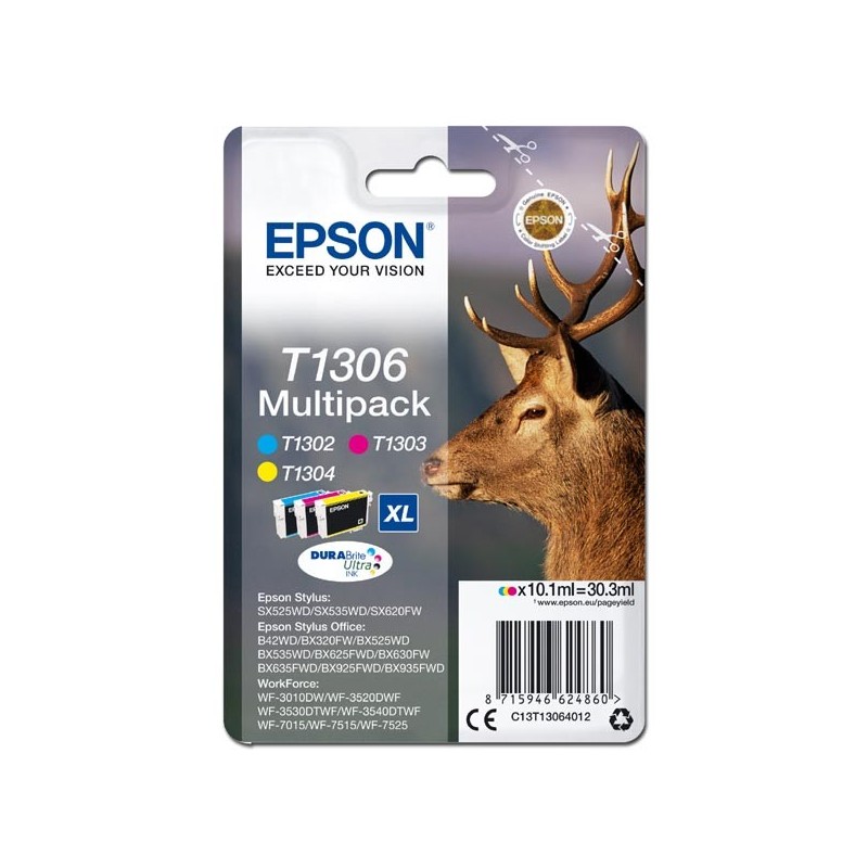 Epson oryginalny ink / tusz C13T13064012, T1306, cyan/magenta/yellow, 30,3ml, Epson Stylus Office BX320FW - 1