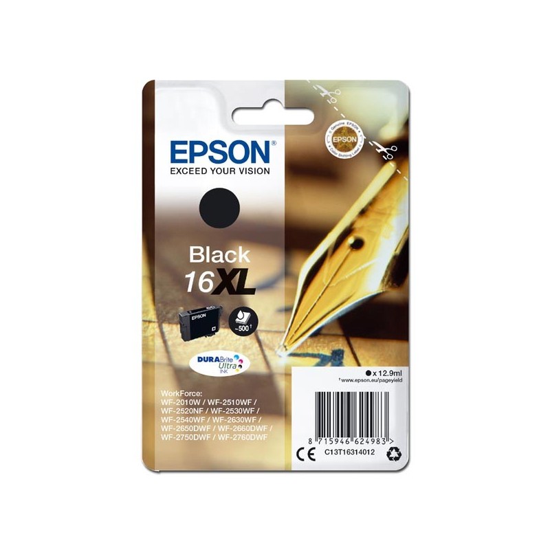Epson oryginalny ink / tusz C13T16314012, T163140, 16XL, black, 12.9ml, Epson WorkForce WF-2540WF, WF-2530WF, WF-2520NF, WF-2010