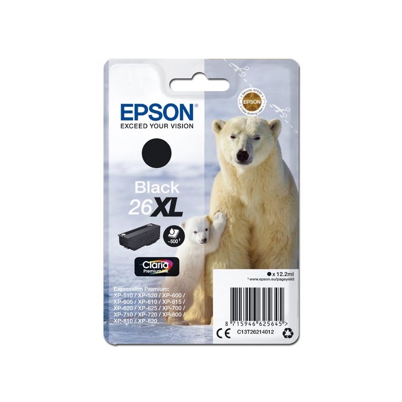 Epson oryginalny ink / tusz C13T26214012, T262140, 26XL, black, 12,2ml, Epson Expression Premium XP-800, XP-700, XP-600 - 1