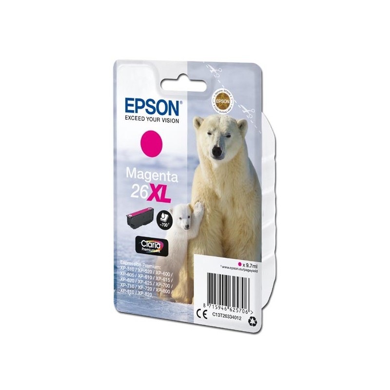 Epson oryginalny ink / tusz C13T26334012, T263340, 26XL, magenta, 9,7ml, Epson Expression Premium XP-800, XP-700, XP-600 - 1