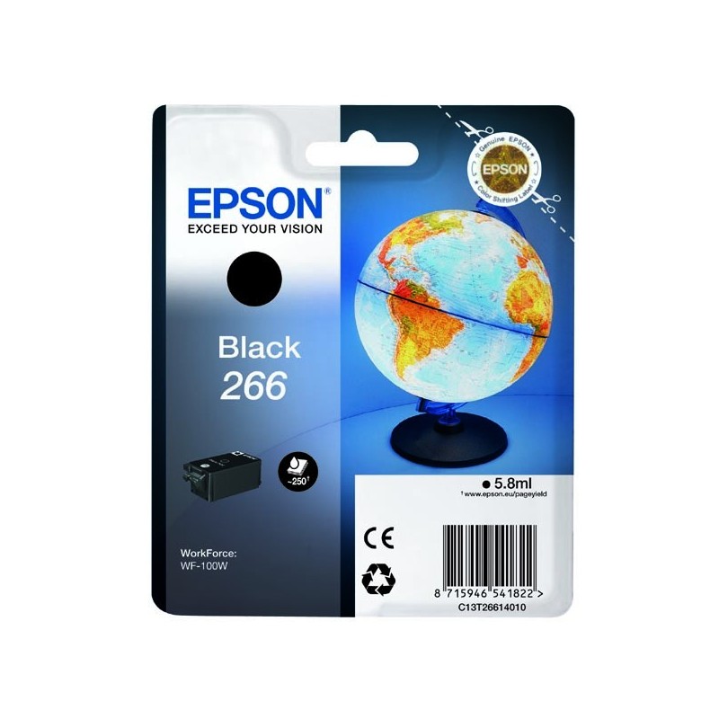 Epson oryginalny ink / tusz C13T26614010, 266, black, 5,8ml, Epson WF-100W - 1