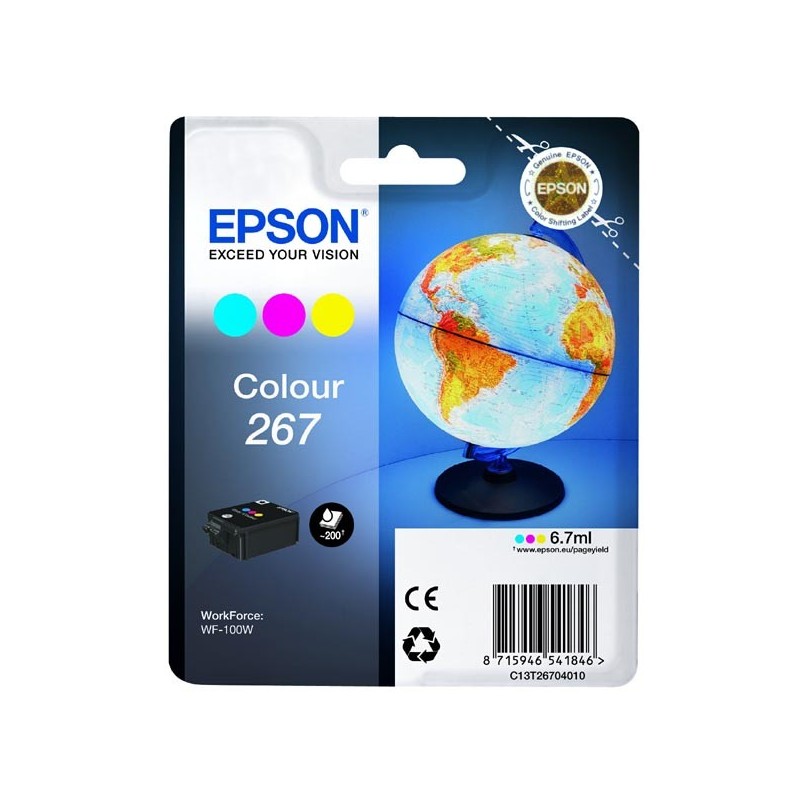 Epson oryginalny ink / tusz C13T26704010, 267, color, 6,7ml, Epson WF-100W - 1