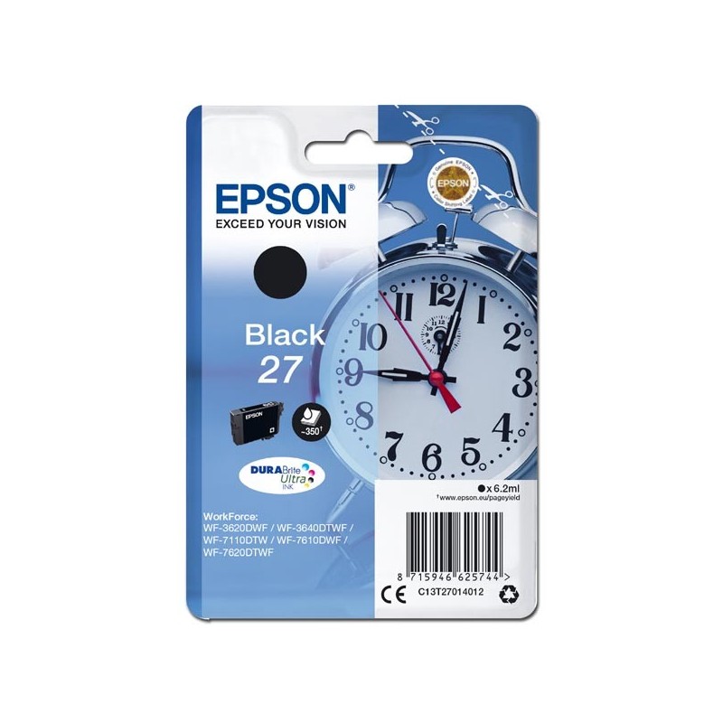 Epson oryginalny ink / tusz C13T27014012, 27, black, 6,2ml, Epson WF-3620, 3640, 7110, 7610, 7620 - 1