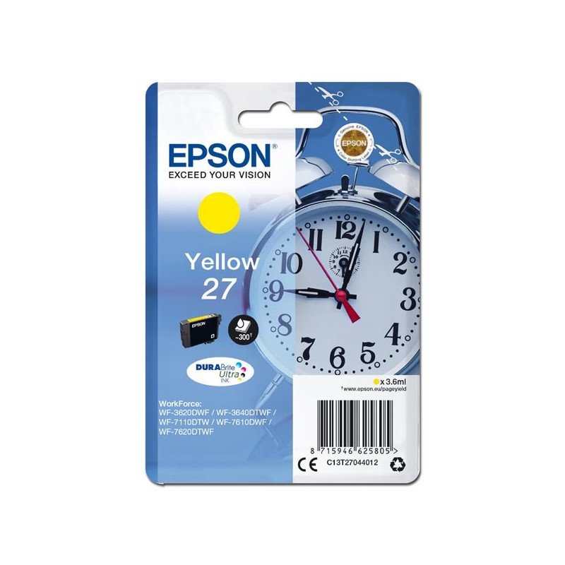 Epson oryginalny ink / tusz C13T27044012, 27, yellow, 3,6ml, Epson WF-3620, 3640, 7110, 7610, 7620 - 1