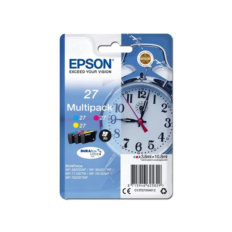 Epson oryginalny ink / tusz 13T27054012, 27, color, 3x3,6ml, Epson WF-3620, 3640, 7110, 7610, 7620 - 1
