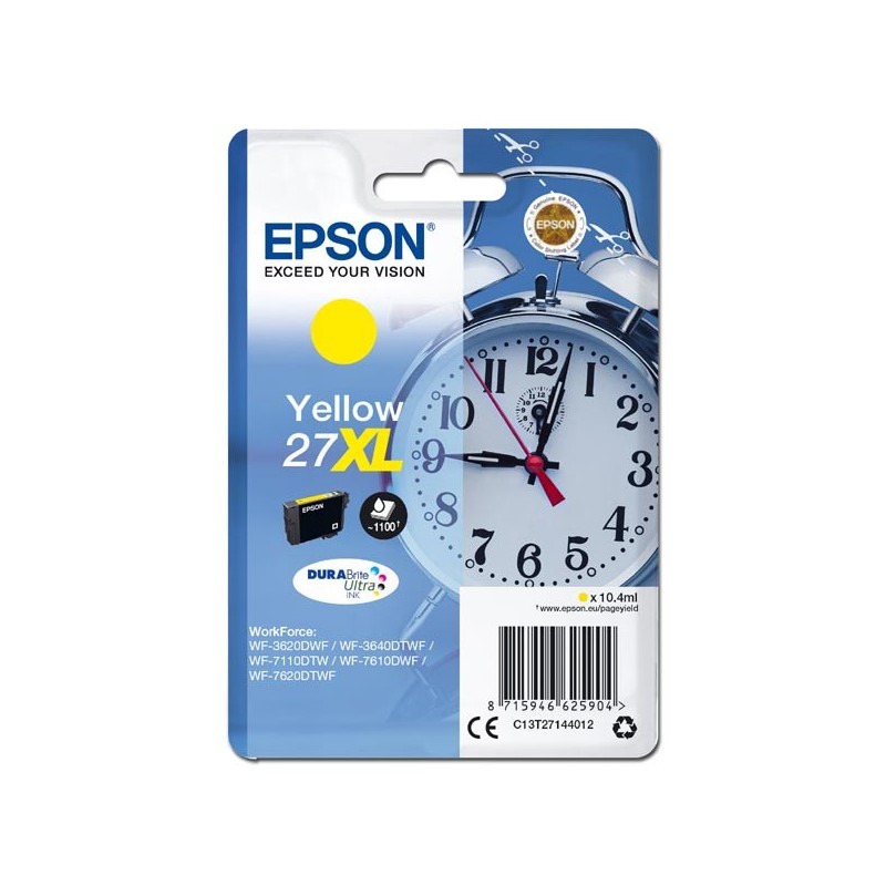 Epson oryginalny ink / tusz C13T27144012, 27XL, yellow, 10,4ml, Epson WF-3620, 3640, 7110, 7610, 7620 - 1