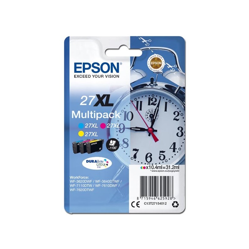 Epson oryginalny ink / tusz C13T27154012, 27XL, color, 3x10,4ml, Epson WF-3620, 3640, 7110, 7610, 7620 - 1