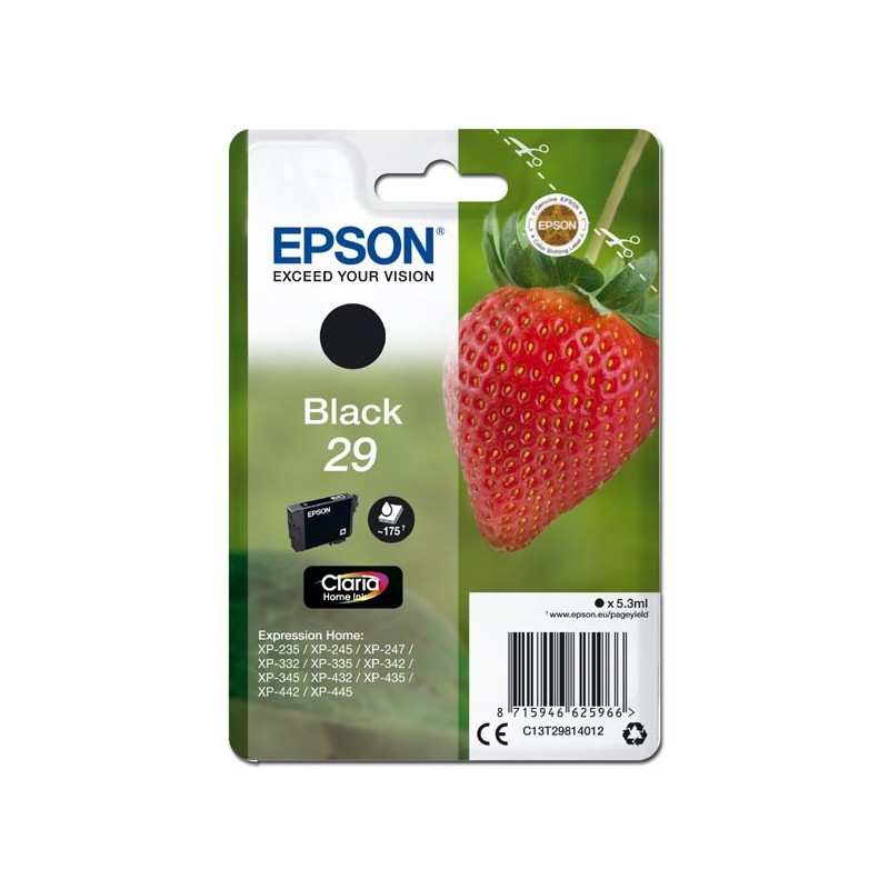 Epson oryginalny ink / tusz C13T29814012, T29, black, 5,3ml, Epson Expression Home XP-235,XP-332,XP-335,XP-432,XP-435 - 1