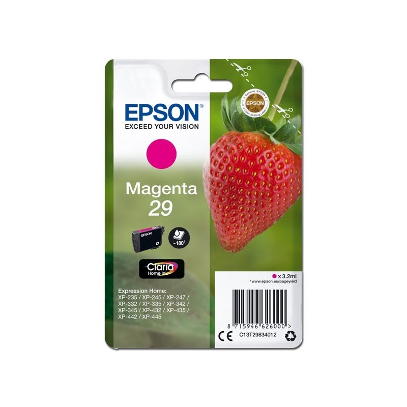 Epson oryginalny ink / tusz C13T29834012, T29, magenta, 3,2ml, Epson Expression Home XP-235,XP-332,XP-335,XP-432,XP-435 - 1