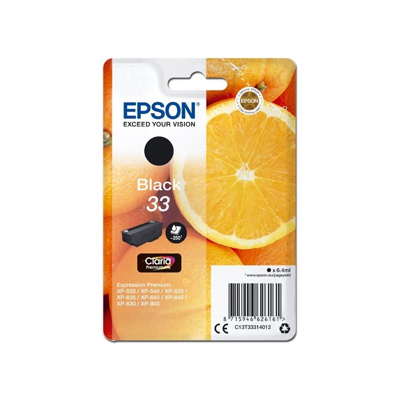 Epson oryginalny ink / tusz C13T33314012, T33, black, 6,4ml, Epson Expression Home a Premium XP-530,630,635,830 - 1