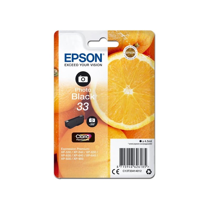 Epson oryginalny ink / tusz C13T33414012, T33, photo black, 4,5ml, Epson Expression Home a Premium XP-530,630,635,830 - 1