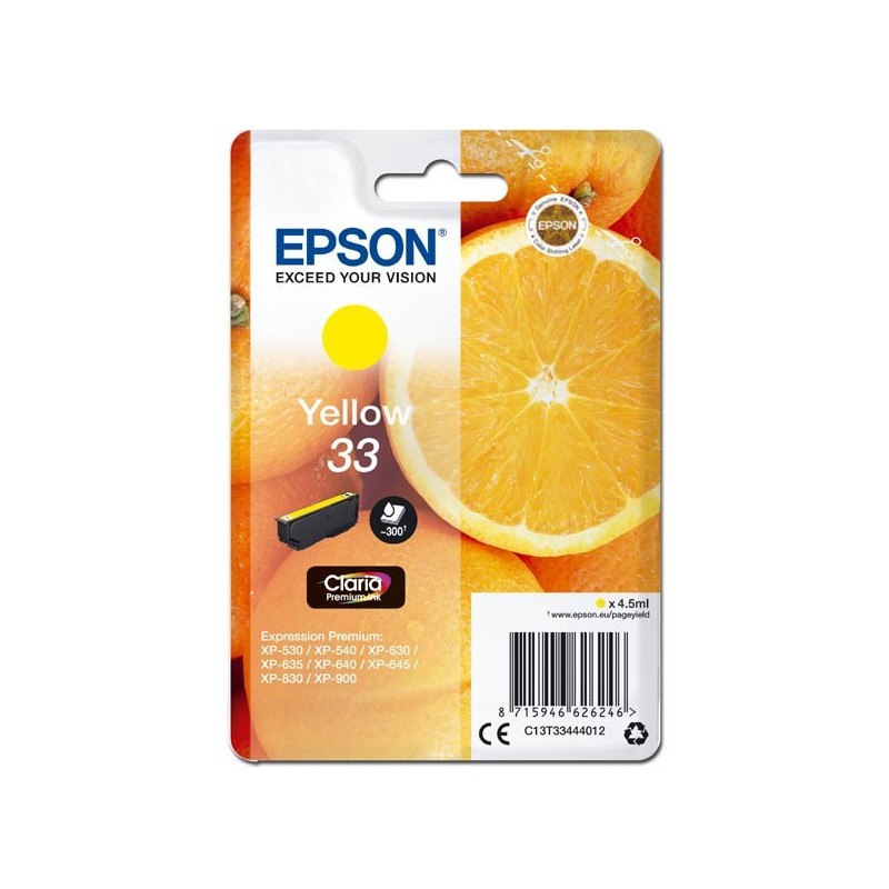 Epson oryginalny ink / tusz C13T33444012, T33, yellow, 4,5ml, Epson Expression Home a Premium XP-530,630,635,830 - 1
