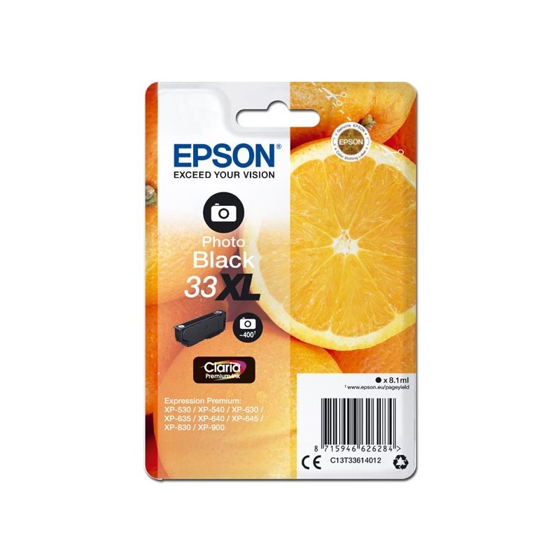 Epson oryginalny ink / tusz C13T33614012, T33XL, photo black, 8,1ml, Epson Expression Home a Premium XP-530,630,635,830 - 1