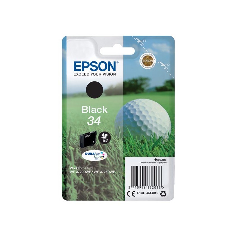 Epson oryginalny ink / tusz C13T34614010, T346140, black, 6.1ml, Epson WF-3720DWF, 3725DWF - 1