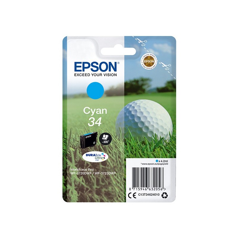 Epson oryginalny ink / tusz C13T34624010, T346240, cyan, 4.2ml, Epson WF-3720DWF, 3725DWF - 1