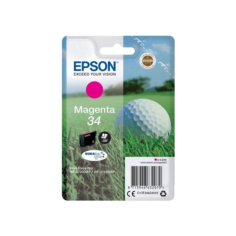 Epson oryginalny ink / tusz C13T34634010, T346340, magenta, 4.2ml, Epson WF-3720DWF, 3725DWF - 1