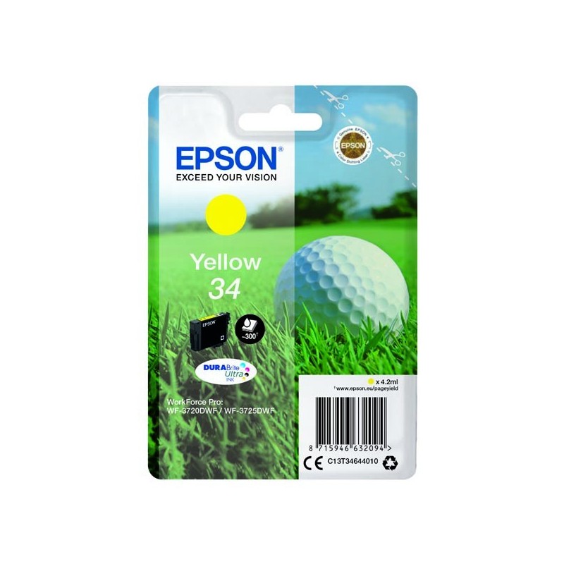 Epson oryginalny ink / tusz C13T34644010, T346440, yellow, 4.2ml, Epson WF-3720DWF, 3725DWF - 1