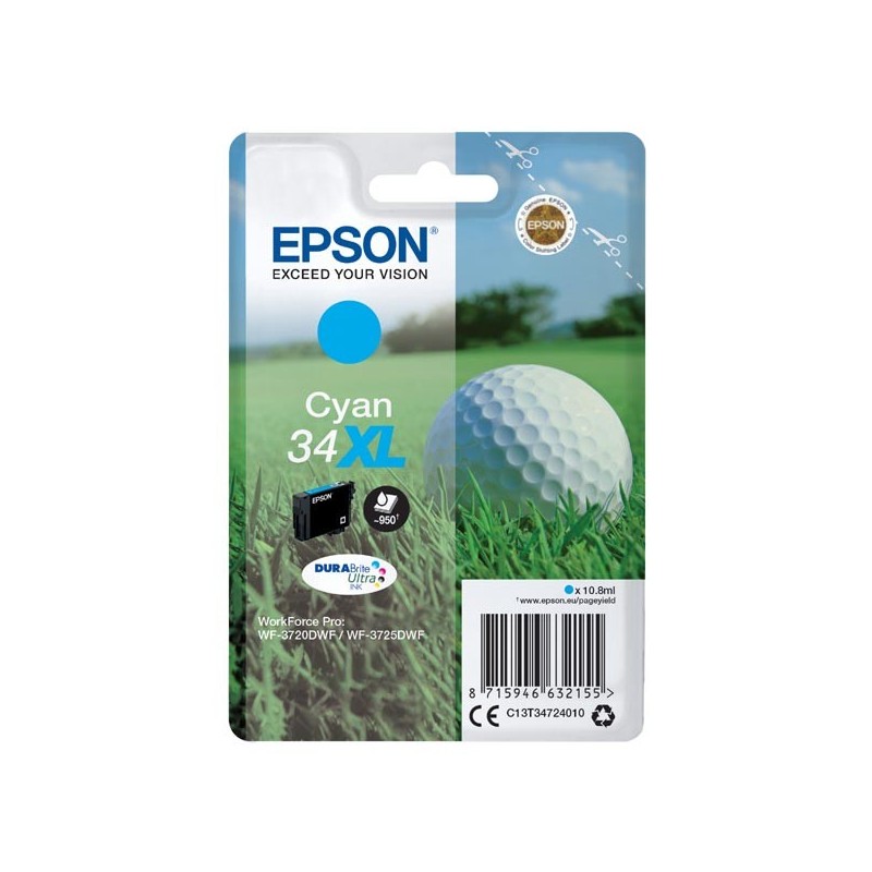 Epson oryginalny ink / tusz C13T34724010, T347240, 34XL, cyan, 10.8ml, Epson WF-3720DWF, 3725DWF - 1