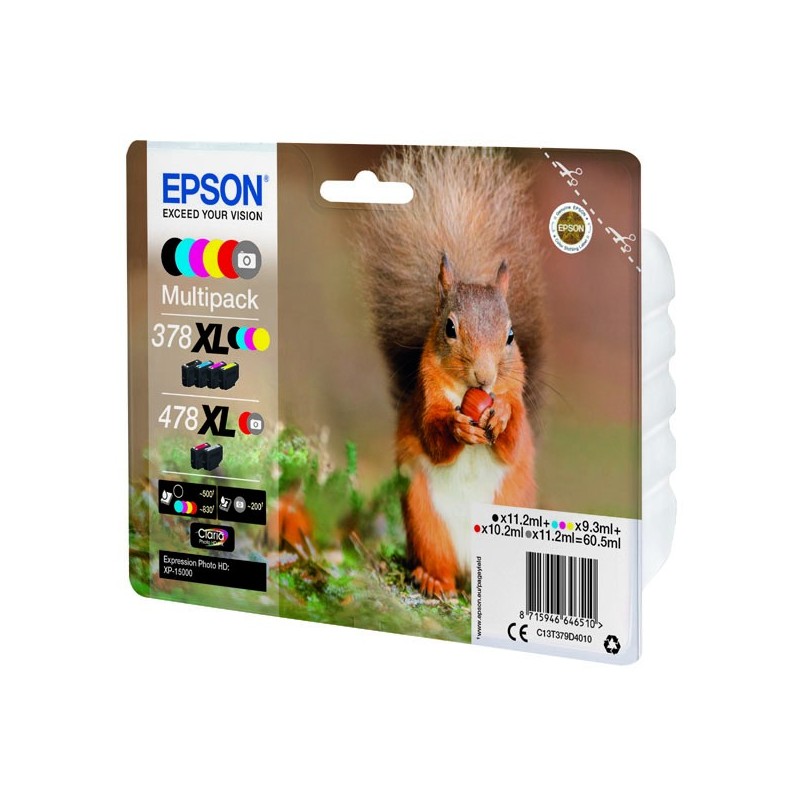 Epson oryginalny ink / tusz C13T379D4010, 378XL+478XL, CMYK, 1x10.2ml, 2x11.2ml, 3x9.3ml, Epson - 1