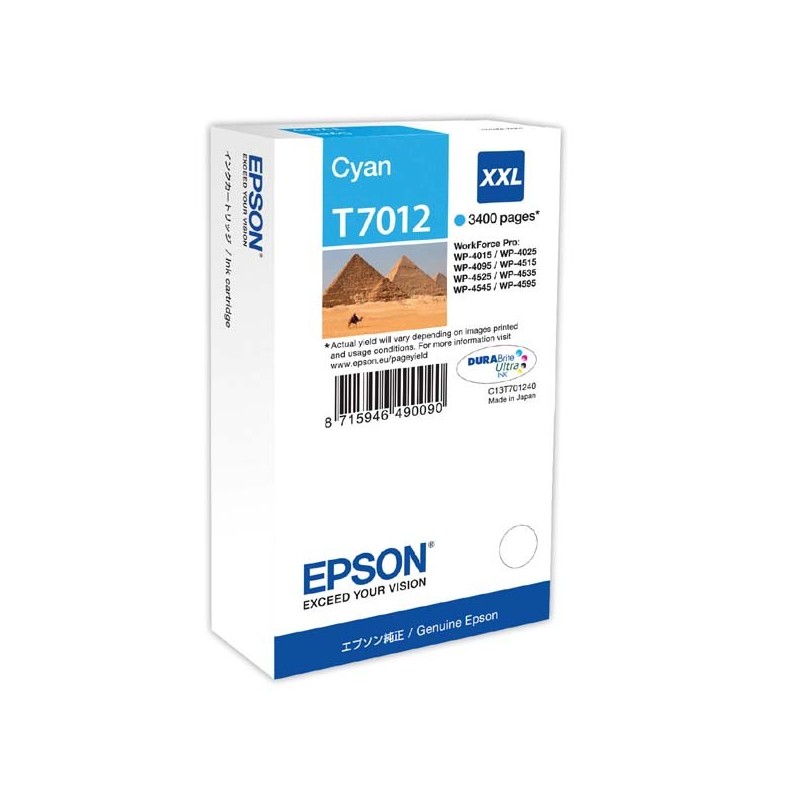 Epson oryginalny ink / tusz C13T70124010, XXL, cyan, 3400s, Epson WorkForce Pro WP4000, 4500 series - 1