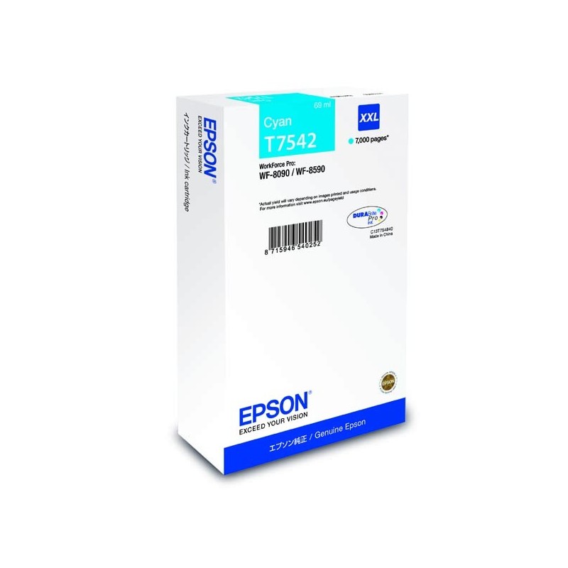 Epson oryginalny ink / tusz C13T754240, T7542, XXL, cyan, 69ml, Epson WorkForce Pro WF-8090DW, WF-8590DWF - 1