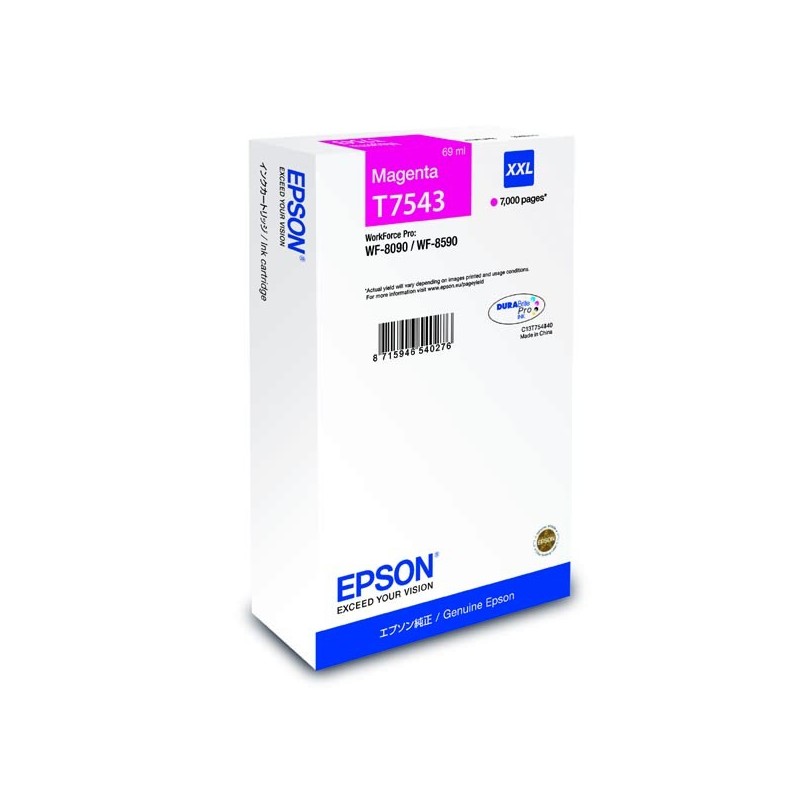 Epson oryginalny ink / tusz C13T754340, T7543, XXL, magenta, 69ml, Epson WorkForce Pro WF-8090DW, WF-8590DWF - 1