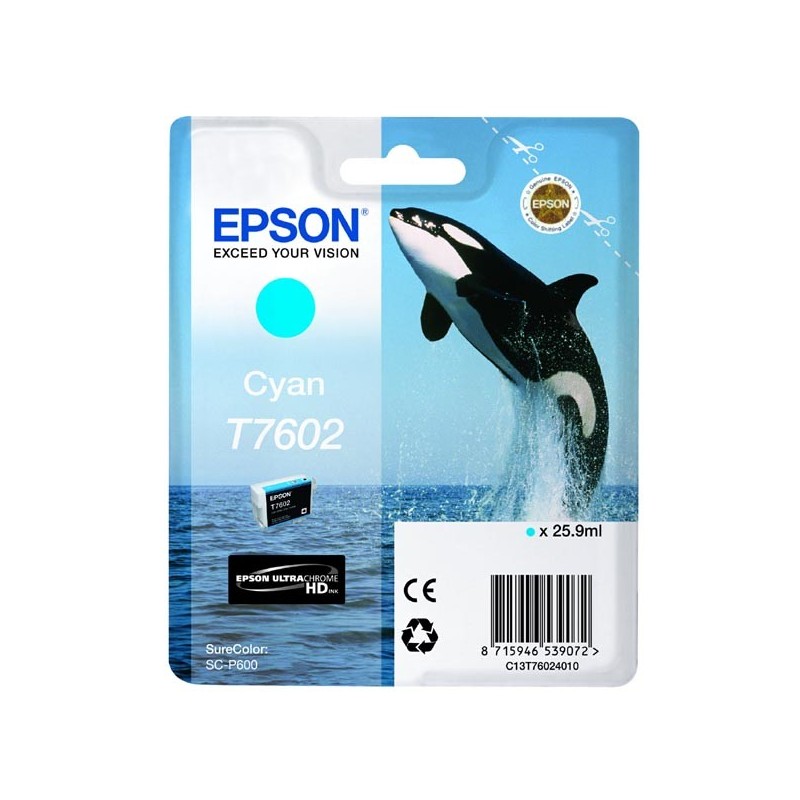 Epson oryginalny ink / tusz C13T76024010, T7602, cyan, 25,9ml, 1szt, Epson SureColor SC-P600 - 1