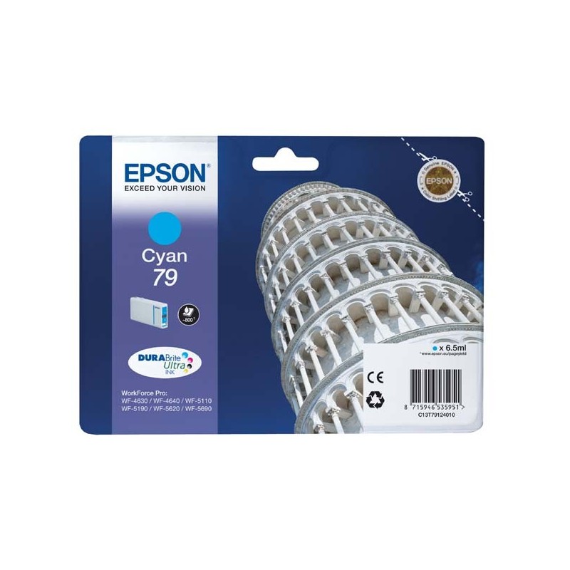 Epson oryginalny ink / tusz C13T79124010, 79, L, cyan, 800s, 7ml, 1szt, Epson WorkForce Pro WF-5620DWF, WF-5110DW, WF-5690DWF - 