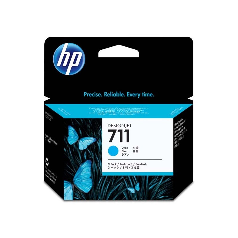 HP oryginalny ink / tusz CZ134A, HP 711, cyan, 3x29ml, 3szt, HP DesignJet T120, T520 - 1